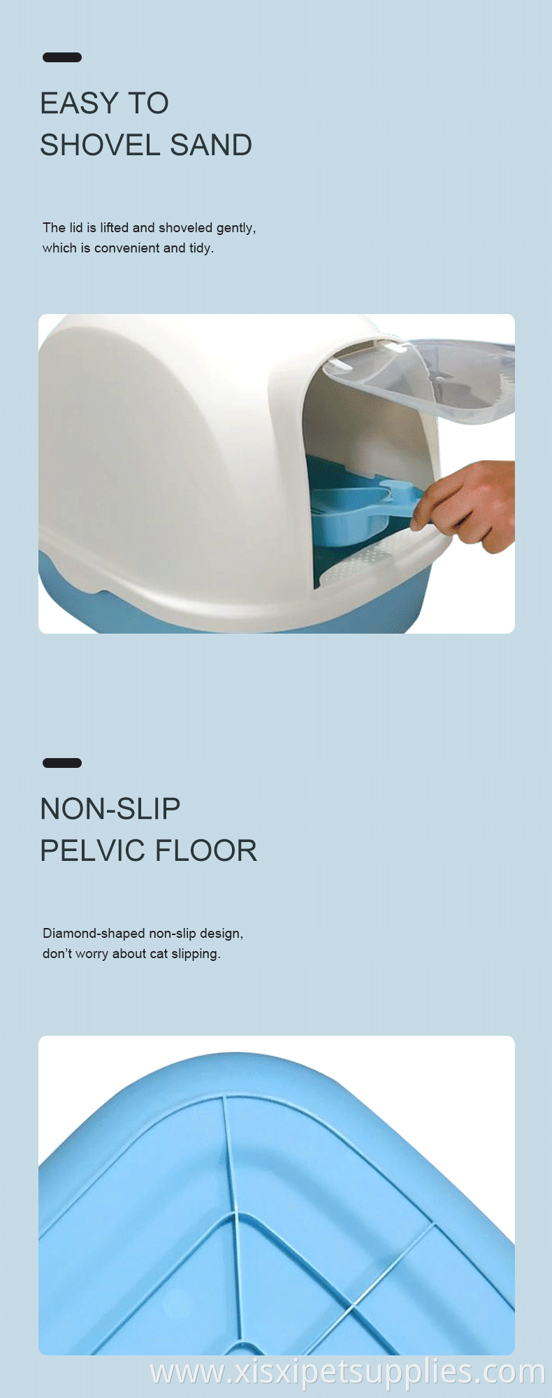 Factory Wholesale Cat Toliet Plastic Large Space Cat Litter Boxes